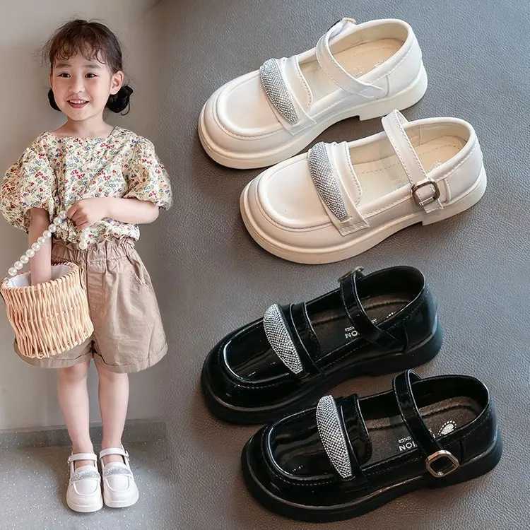 Genuine leather girls black little leather shoes 2025 new soft soled British style princess shoes for student performancesT251101