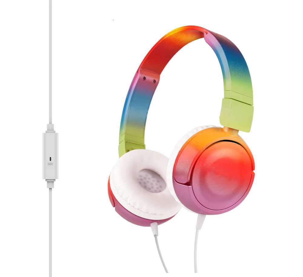 Cool Rainbow Design Stereo Headphones 3.5mm Interface Music Pops Wearable Headset New Gift Idea