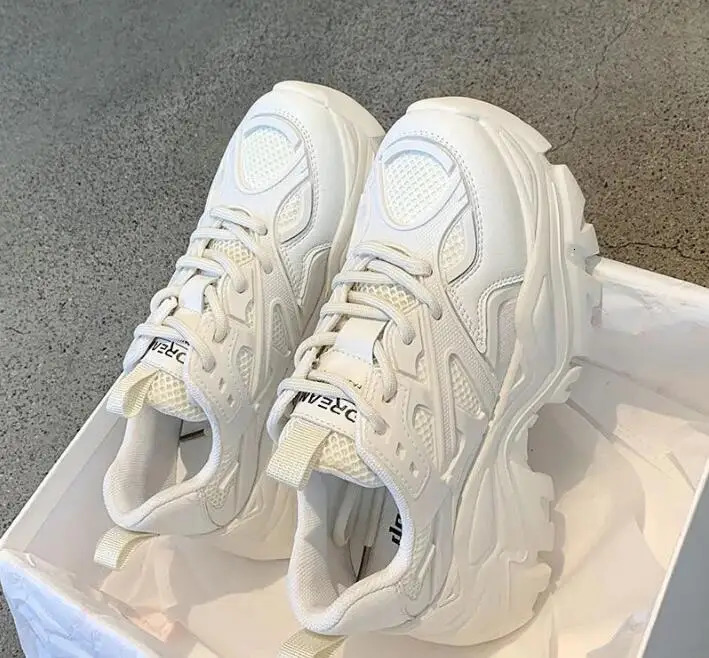 Women Fashion Platform Sport Shoes Women Summer Black Casual Chunky Sneakers Women Mesh Leather Platform Shoes 251027