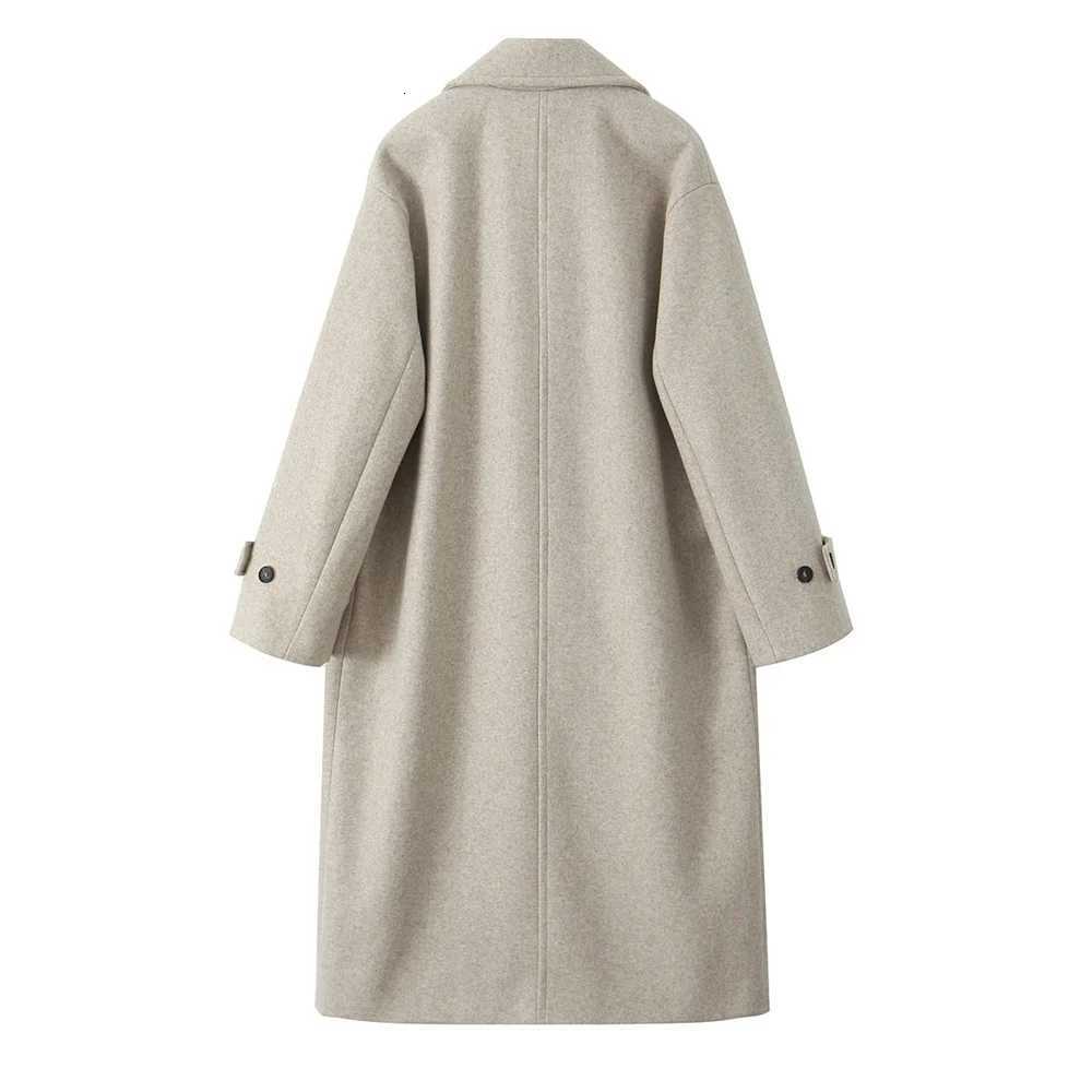 autumn new product womens fashion temperament casual long sleeved lapel mid long loose jacket coatT251101