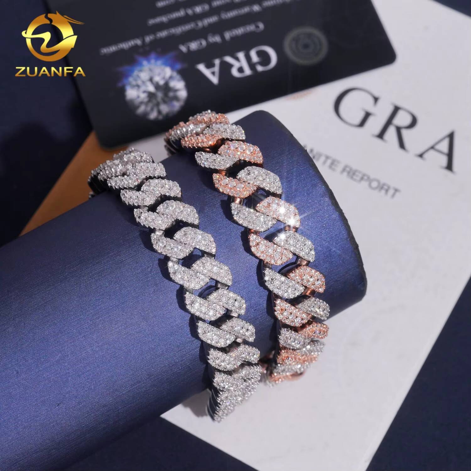 Hot Selling Rise Moissanite Design13mm 925 Sterling Silver Hip Hop Iced Out Pass Diamond Test Moissanite Cuban Link Bracelet