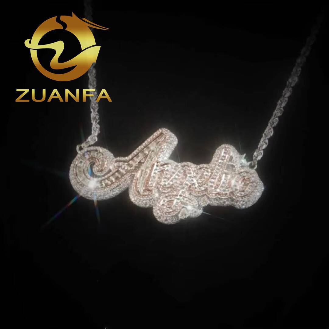 Buss Down Moissanite Name Pendant Hip Hop Jewelry Iced Out Hip Hop Pendant Sterling Silver 925 Moissanite Chain Pendant