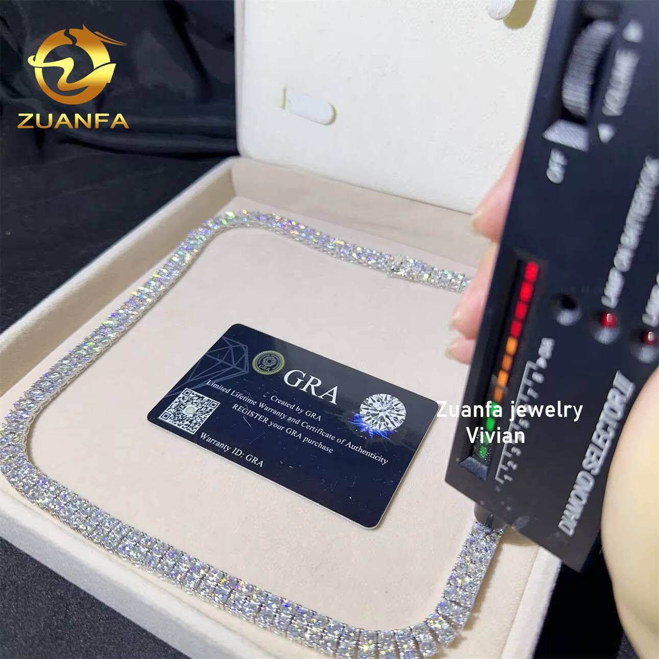 VVS Moissanite Diamond 925 Sterling Silver Pass Lab Grown Diamond Hip Hop Jewelry Moissanite Tennis Chain Tennis Chain Necklace