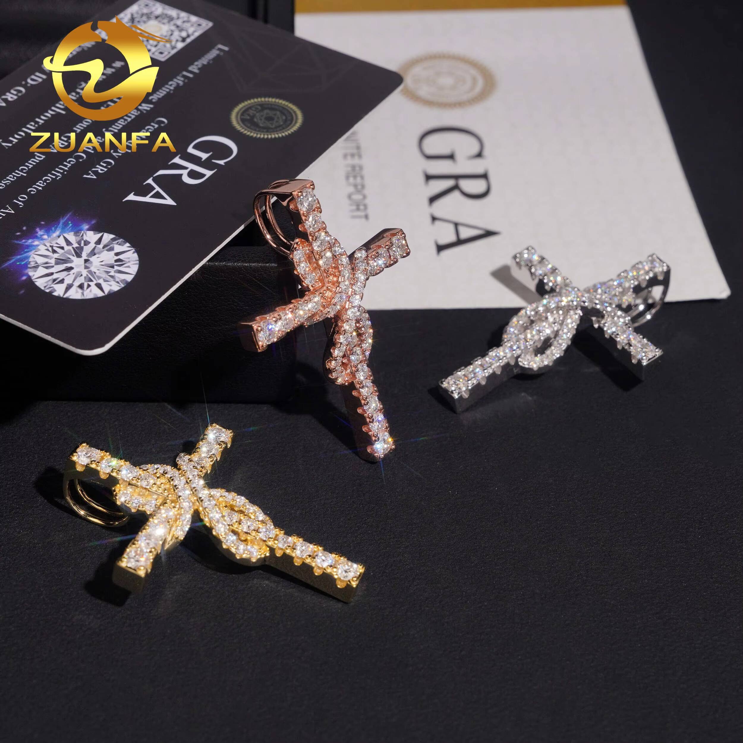 Moissanite Jewelry Charms Cross Iced Out 925 Silver Hip Hop VVS Diamond Pendant for Necklace