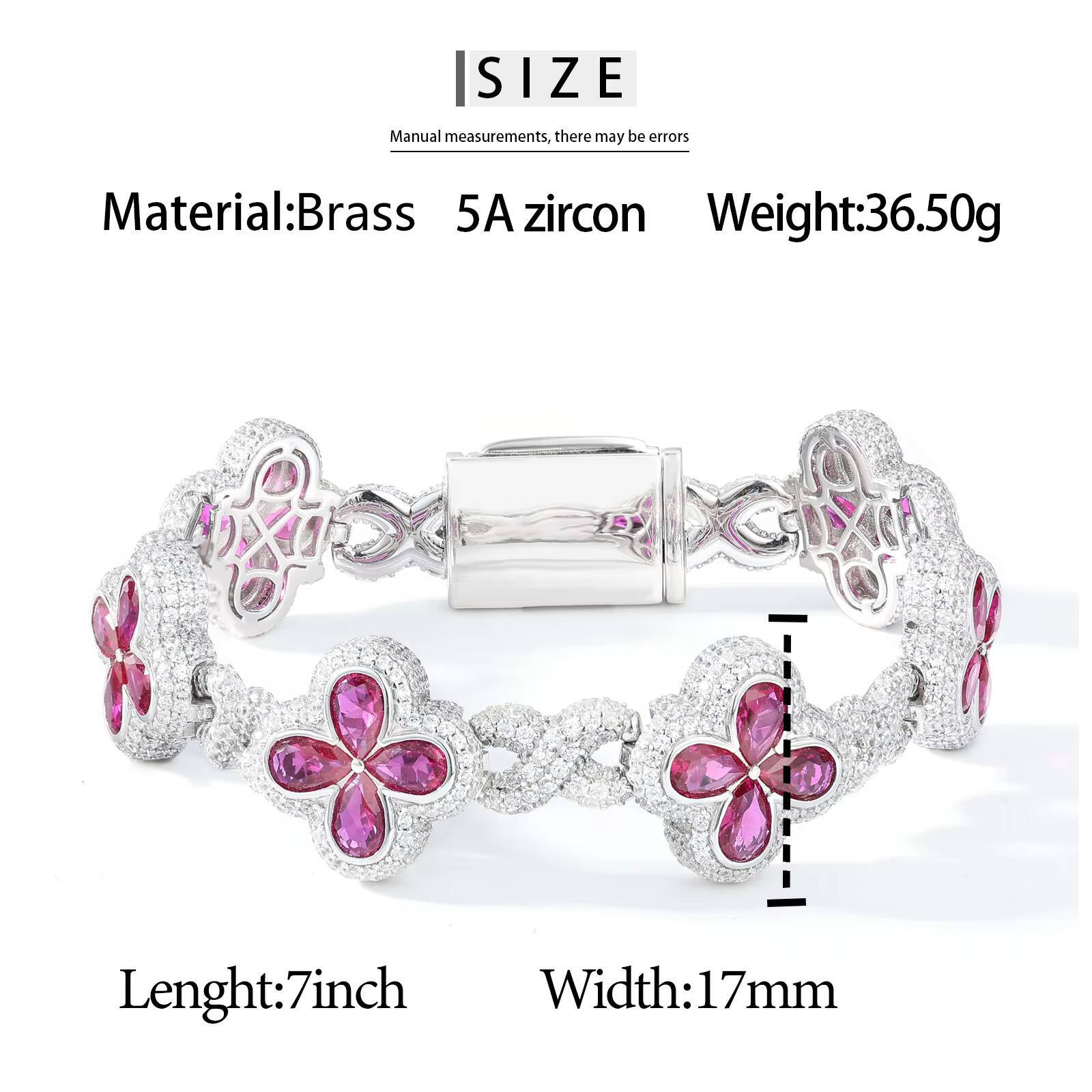 High Quality Fashion Four Leaf Clover Bracelet Luxury Brass AAAAA Colorful CZ Gemstone Hip Hop Link Chain Jewelry