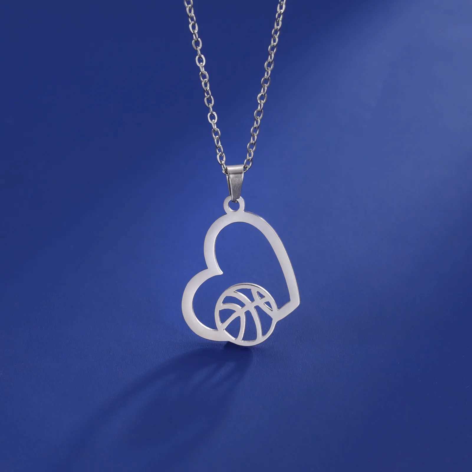 HIPEE Fashion Volleyball Heart Pendant Necklace for Woman Girls Heart Sports Chain Necklaces 316L Stainless Steel Jewelry GiftsC250407