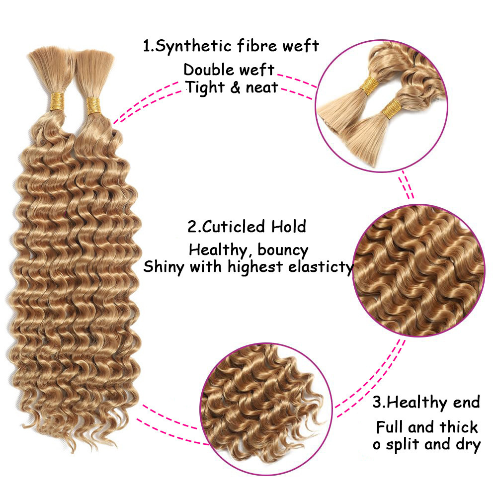 Deep Wave Bulk Human Hair for Braiding No Weft Human Braiding Hair For Boho Braids Brazilian Human Hair Extensions 33# 250107