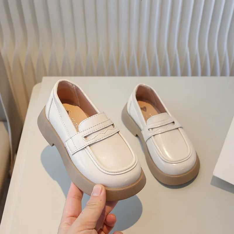 Childrens Leather Shoes Spring Autumn Black School Girl Shoes Fashion Thick Bottom Kids Princess Slipon Loafers Single ShoesT251101