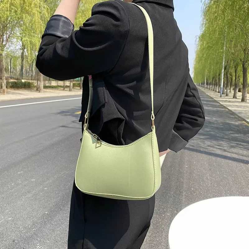 2024 New Womens Fashion Handbags Retro Solid Color PU Leather Shoulder Underarm Bag Casual Women Hobos HandbagsW251101