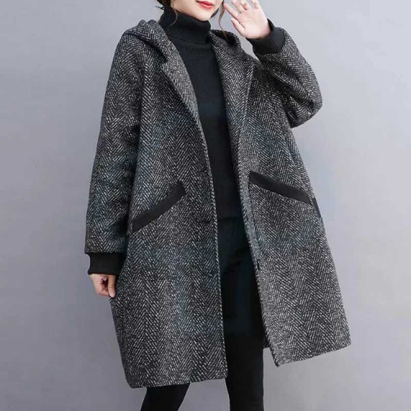 Autumn Winter Women Hooded Coats Thicken Warm Long Jackets With Pockets Female Vintage Streetwear Ladies Casual Loose OuterwearT251101