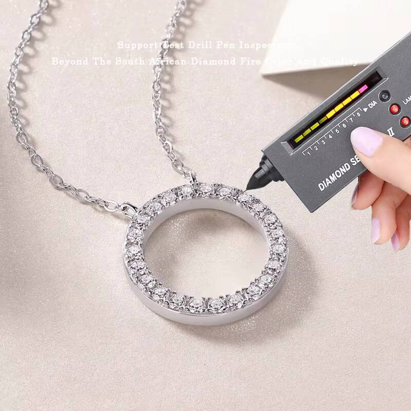 Custom Moissanite Adjustable Necklace for Women Dainty White Gold Pendant with Link Chain Trendy Styling Party Gift