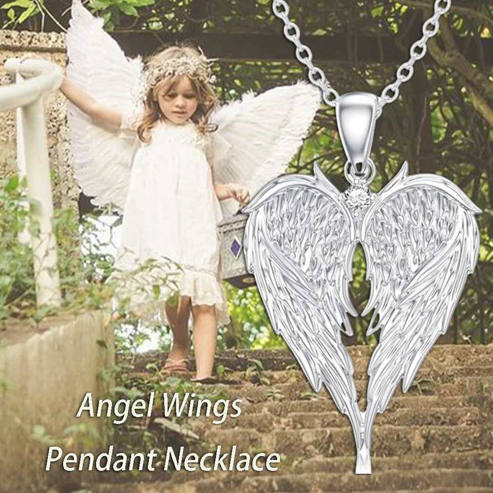 Fashionable and Smart Angel Wings Heart Shape Pendant Necklace Shining Rhinestone Decoration Childrens New Trendy Necklace 2023C250407