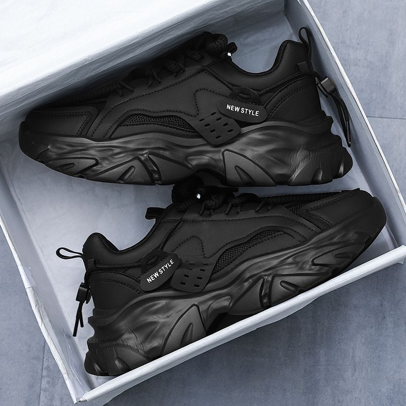 2025 New Minimalist Breathable Men's Sports Summer Platform Height Increasing Sneakers Black White Casual Outdoor Walking Hiking Shoes