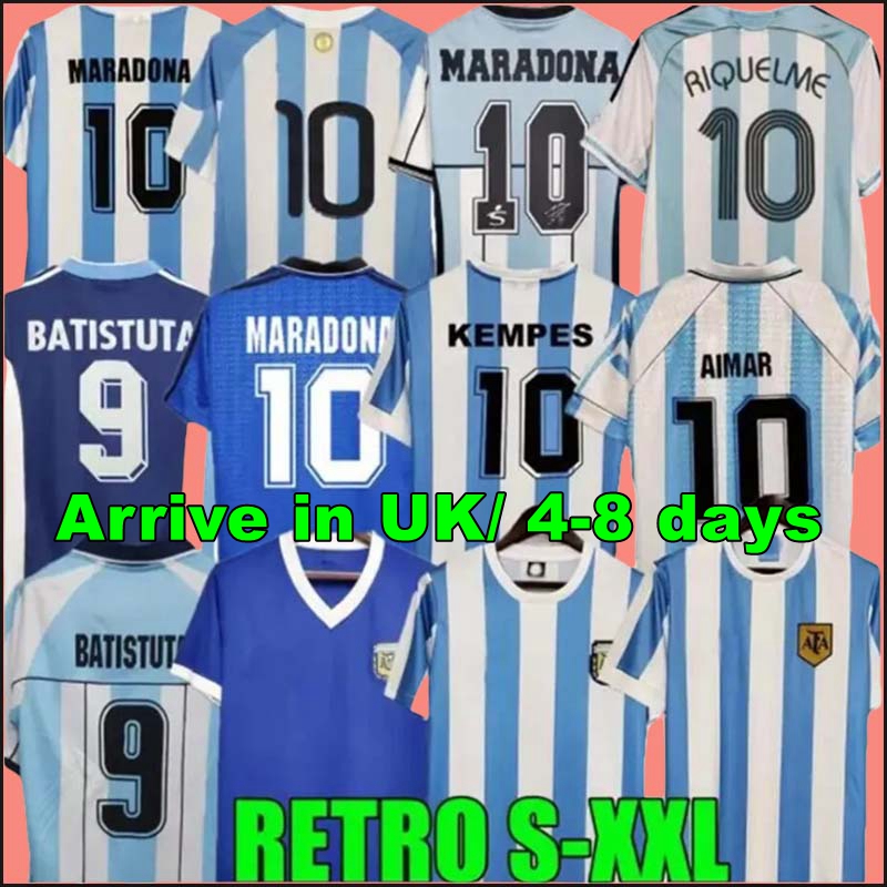 1978 1986 1998 ArgentinaS Retro Soccer jersey Maradona 1996 2000 2001 2006 2010 Kempes Batistuta Riquelme HIGUAIN KUN AGUERO CANIGGIA AIMAR Football Shirts 9999