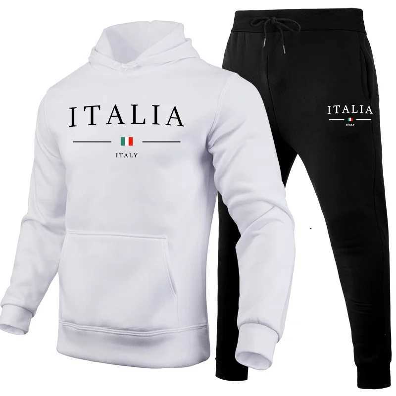 Italy Fashion Mens Sportswear 2pcs Set HoodiesSweatpants High Quality Male Daily Casual Sports Jogging Suit Winter Gym OutfitsT251101