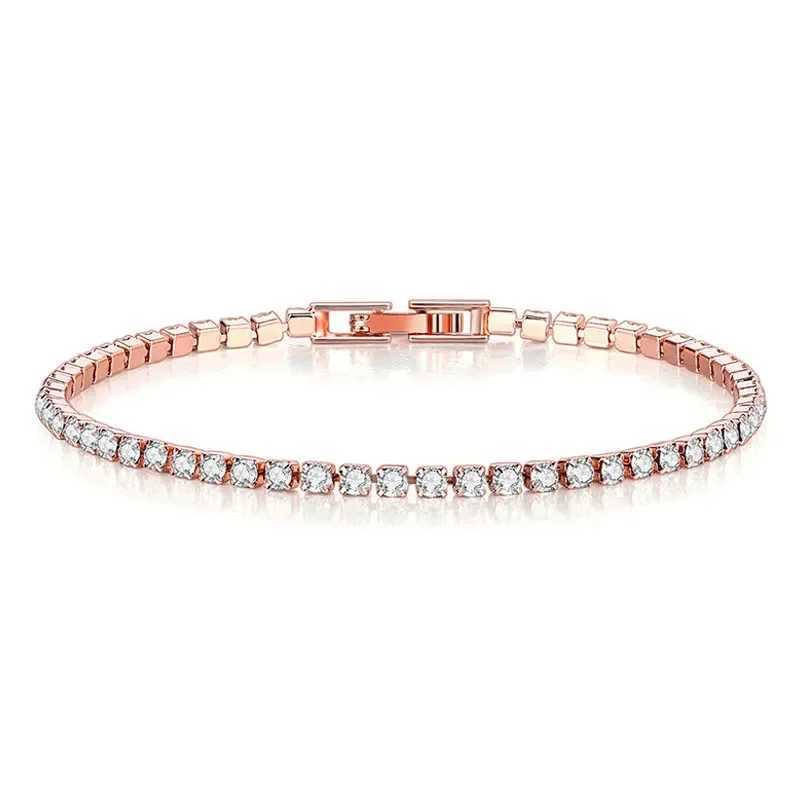 New Exquisite Tennis Bracelet 925 Pure Silver Hip Hop Trend Gold Womens and Mens Bracelets Crystal Jewelry Gifts Y250329