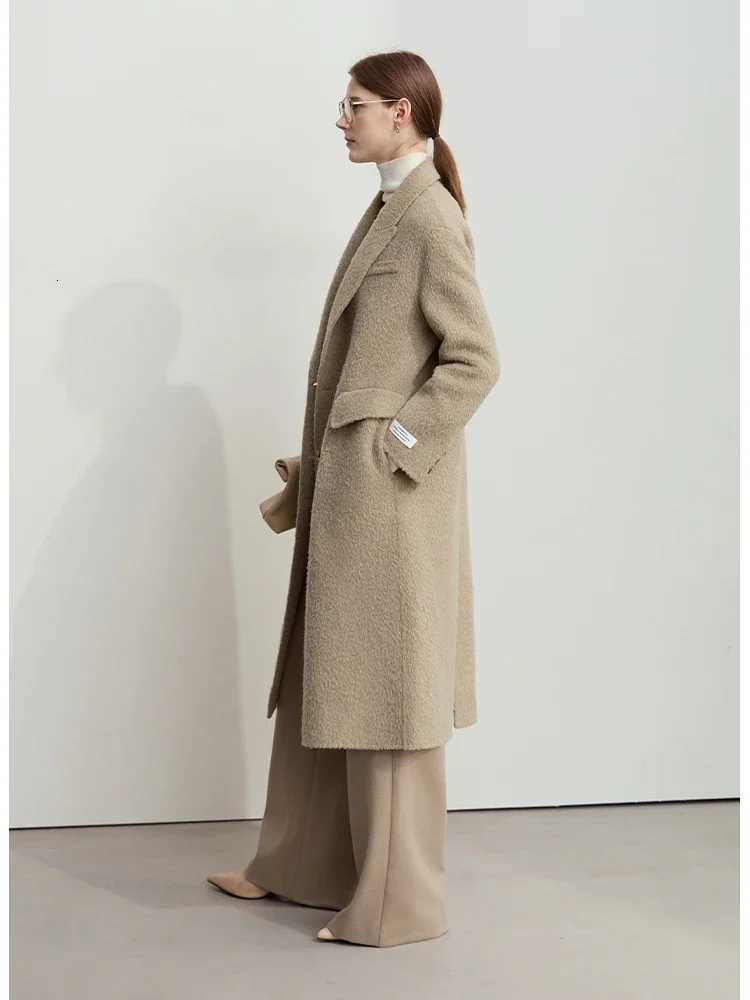 AMII Minimalism Alpaca Wool Coat for Women Classic Double Breasted 2025 Winter Double side Woolen Jacket Long Overcoat 12444126T251101