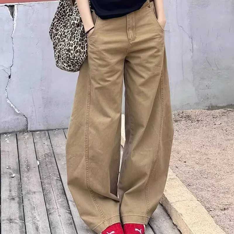 Autumn Korean Retro WomenS Loose Straight Leg Jeans High Street Casual Wide Leg Pants Coffee Colored Jeans J251031