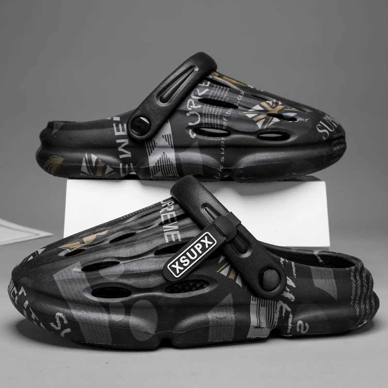 Summer mens slippers casual sports shoes thick soled garden dinner lights jet mens EVA water shoes outdoor beachXJ250401