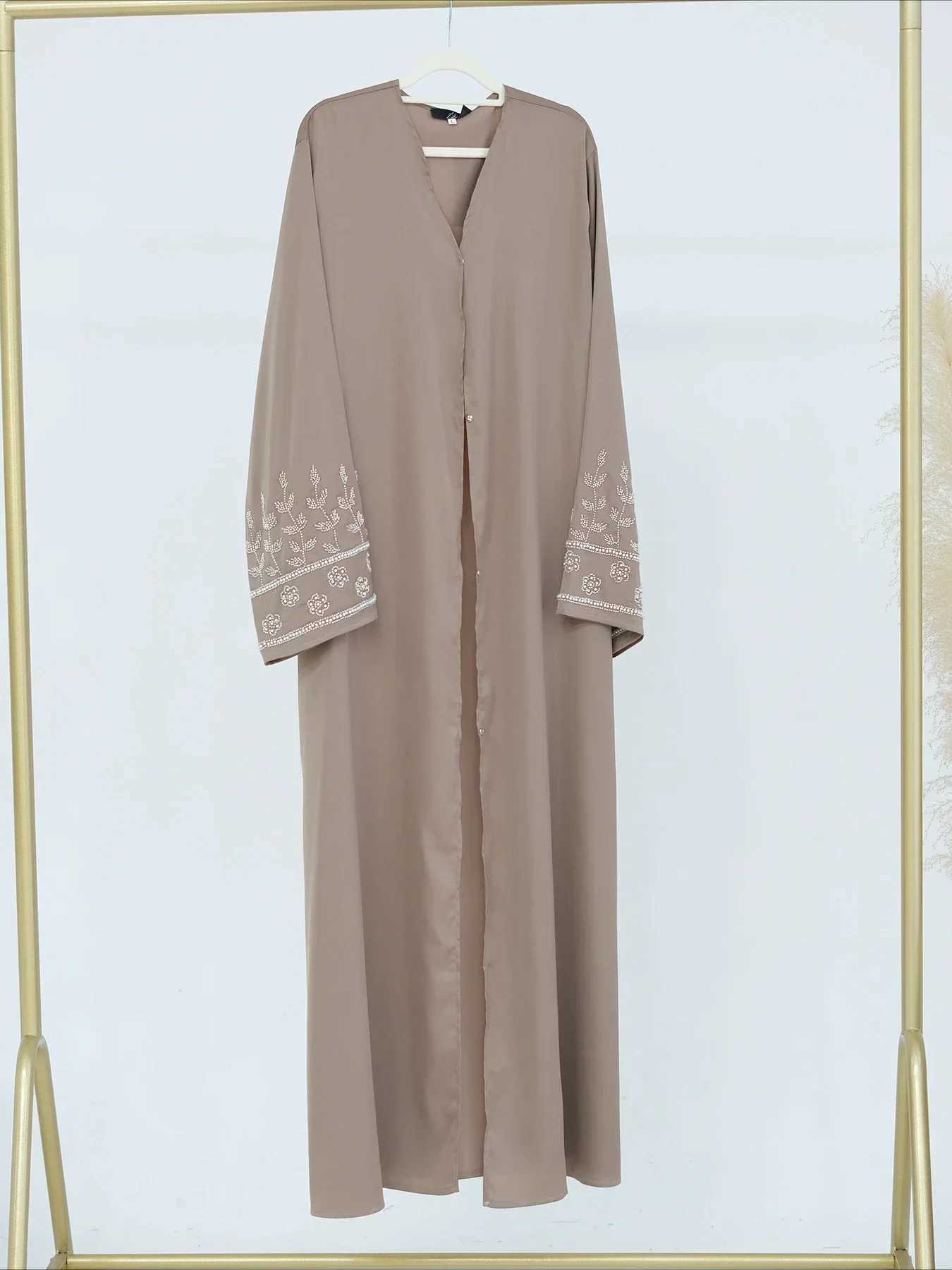 Eid al Fitr Party Abaya Women Beads Slim Long cardigan Abayas Ramadan Trkiye Islamic Robe Belt Dubai Morocco Arab Vestidos W250401