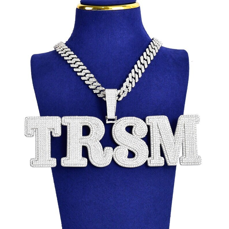 Custom pendant Hip Hop Moissante Luxury Jewelry Women Custom Iced out Name letter Pendant Necklace 925 Sier Cuban Chain Necklace
