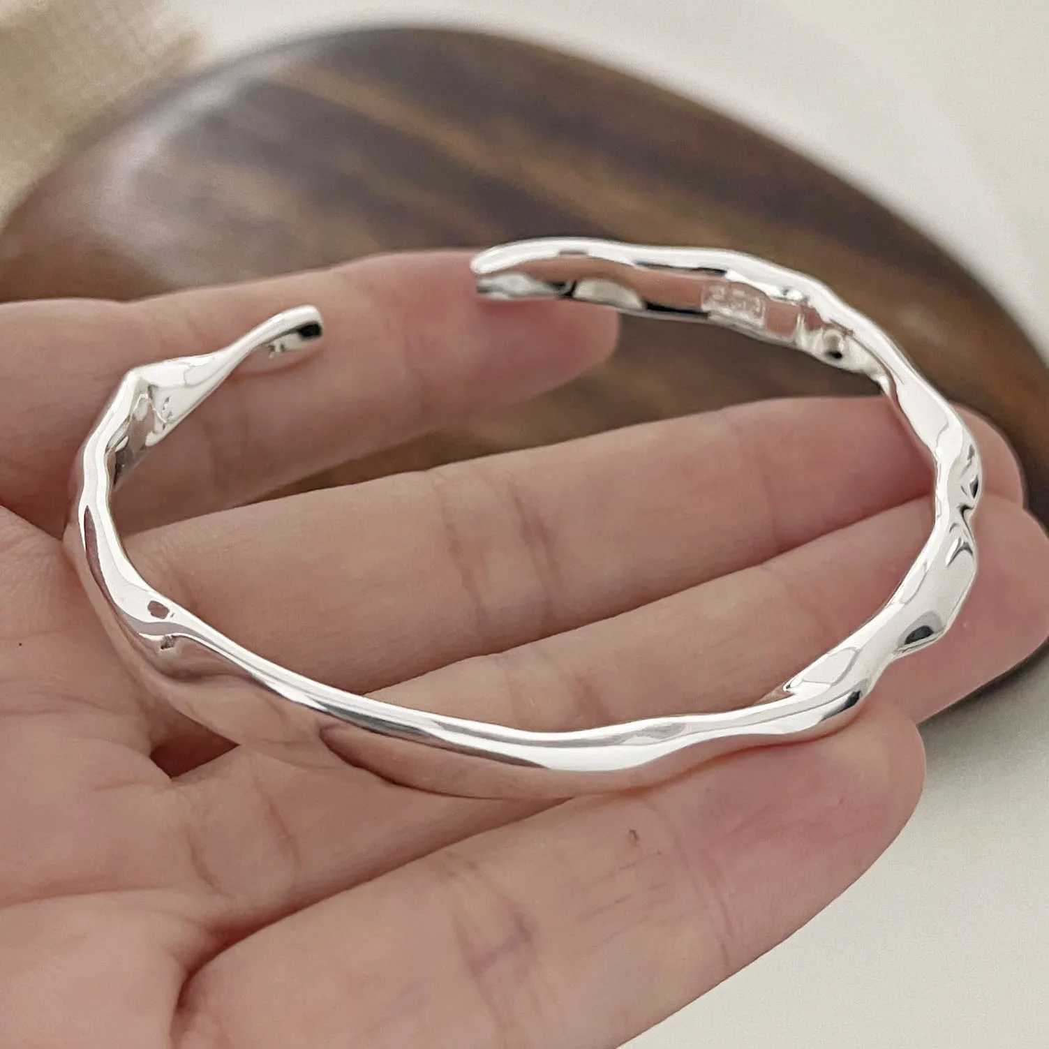 100% solid 925 sterling silver metal bracelet for womens retro handmade simple birthday gift S-B451 Y250329