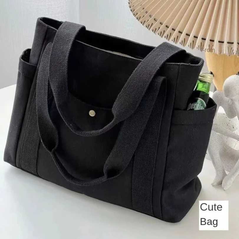 Large Capacity Canvas Solid Letter Tote Bag Versatile Handbag for Commuter Work Student Class Underarm Womens Bag shopping bagW251101