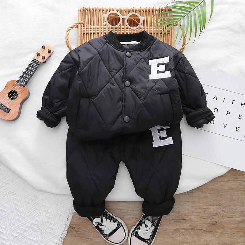 2025 Boys Winter 2-Piece Set Korean Style Lightweight Padded Cotton Clothes Comfortable Infant Outfit