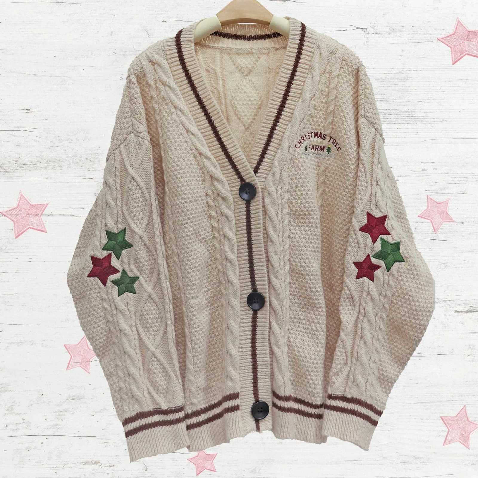 Fansmade Beige White Christmas Farm Cardigan Taylors Version Valentine GiftT251101