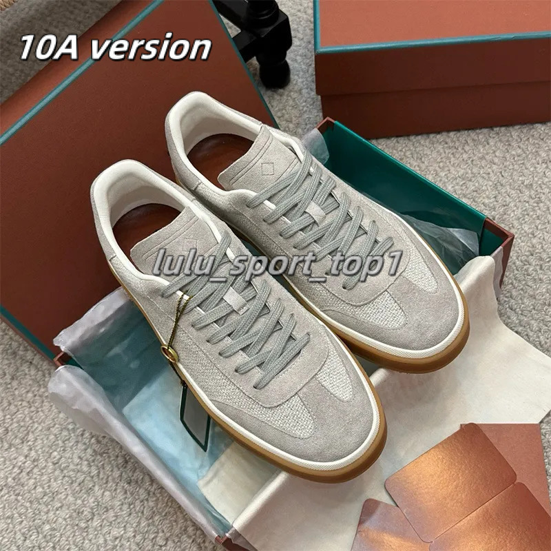 2025 10A loropianna Designer Genuine Leather Laceup Dexun Shoes for Men and Women Round Toe Flat Fashion Casual Sports White lora pianno b72