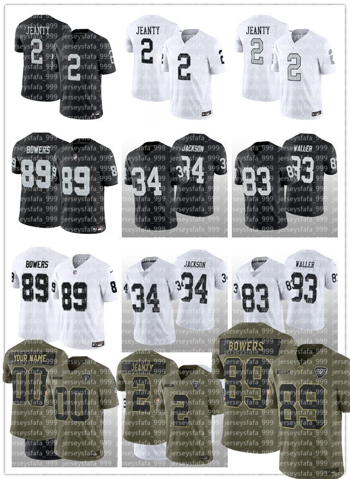 Ashton Jeanty Bo Jackson Ken Stabler Minshew II Maxx Crosby Brock Bowers Jakobi Meyers Tre Tucker Mayer Divine Deablo Geno Smith Football NFL Raider Jersey
