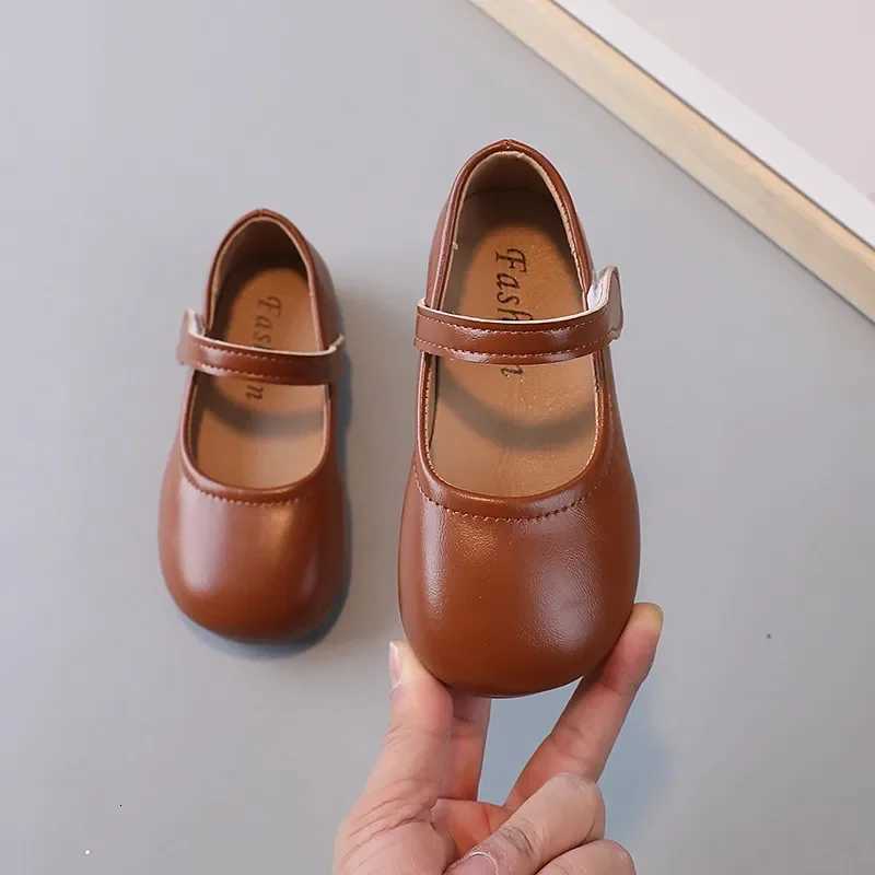 Girls Black Leather Shoes for Wedding Party Back To School Flats Kids Mary Janes Simple Classic Soft Antiskid Kids Casual ShoesT251101