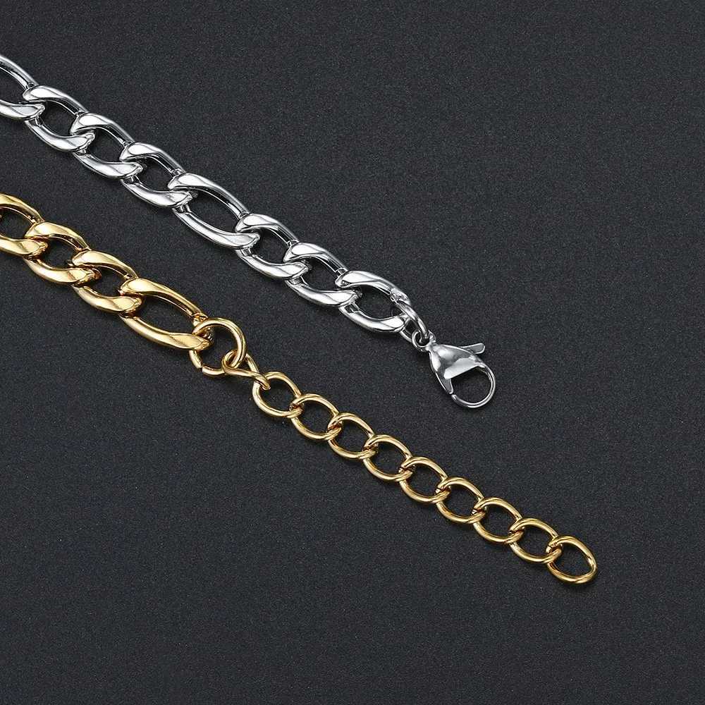 Rock Silver Stainless Steel Mens Bracelet 5MM Figaro Bracelet Hip Hop Jewelry Gift Mens Fashion Accessories KAH003 Y250329