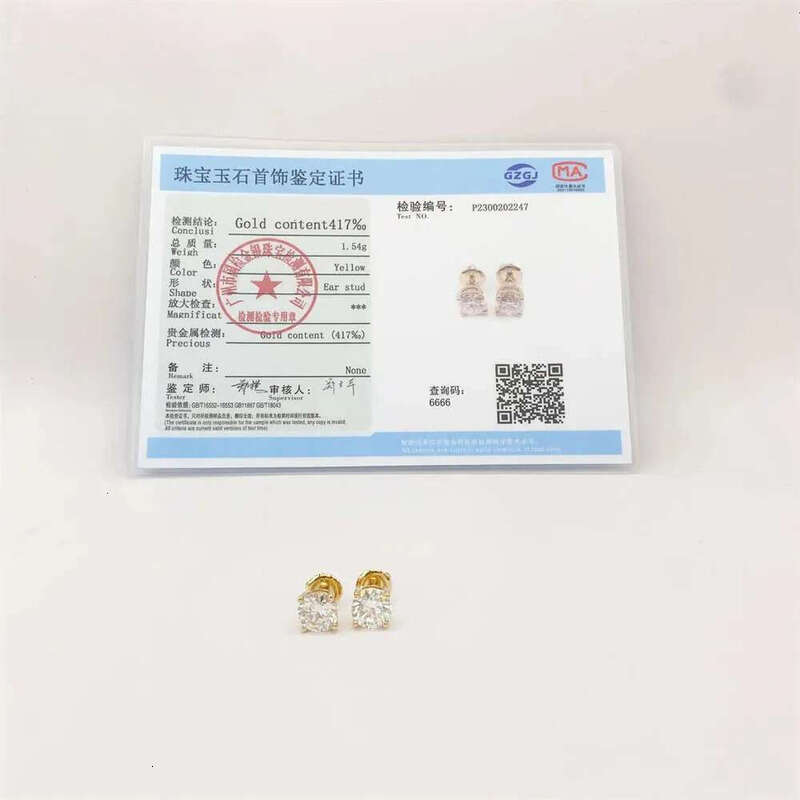 Hot Selg Top Quality Stud Earring Pass Dia Tester Screw Back Hip Hop 10K Solid Gold Earrings Moissanite Jewelry