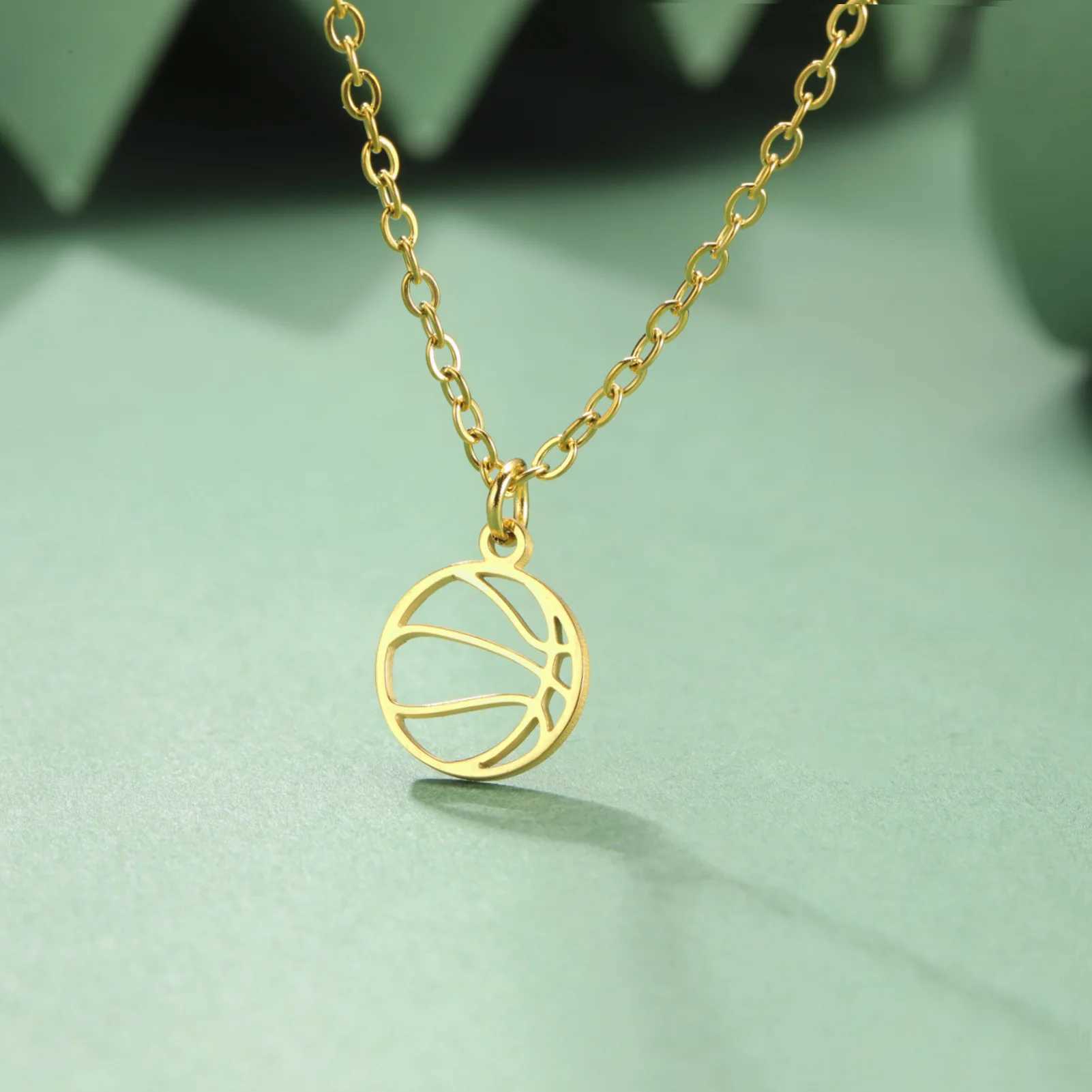 HIPEE Fashion Ball Necklace Stainless Steel Basketball Charm Pendant Necklaces For Women Men Sports Jewelry Party GiftsC250407