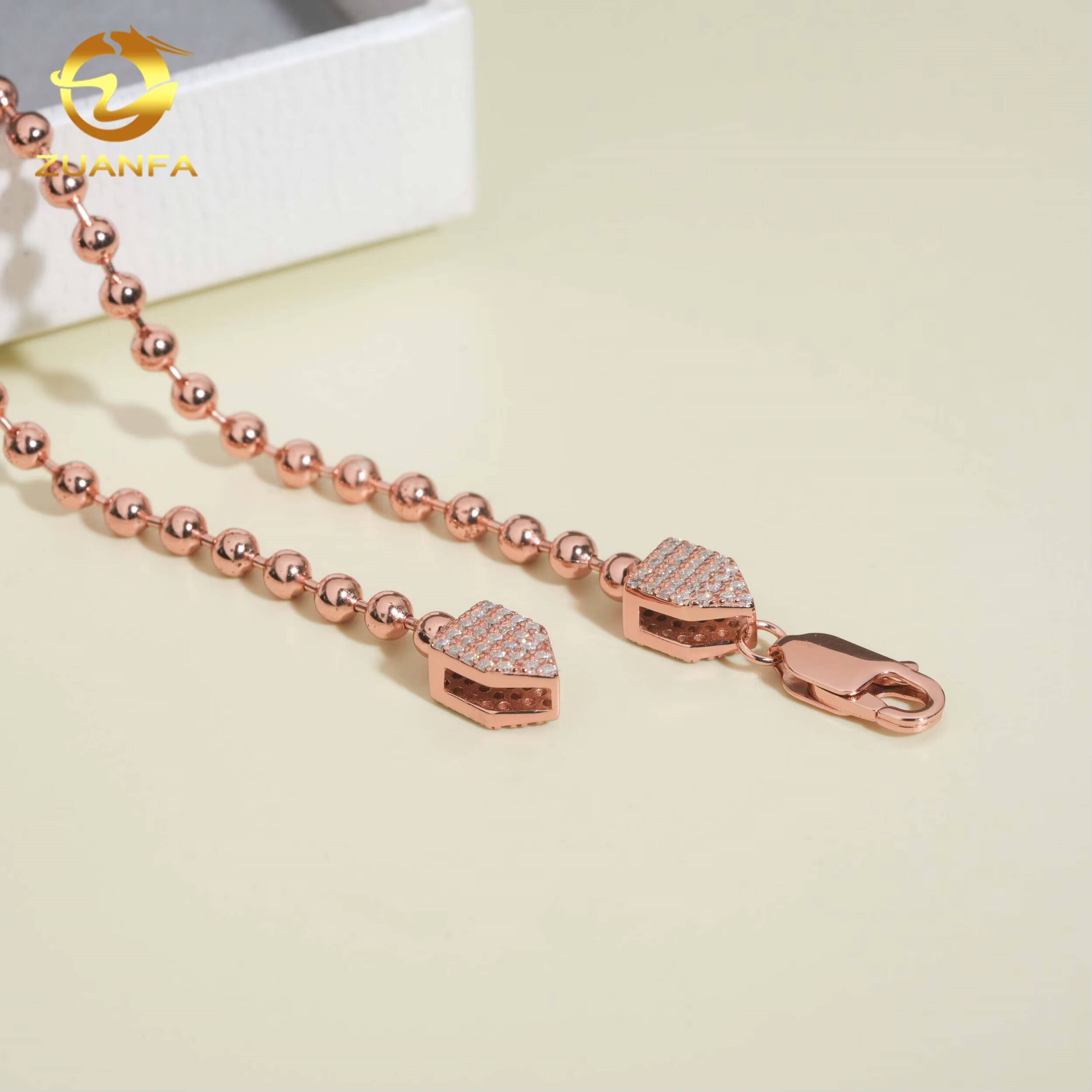 3mm Ball Chain 925 Silver Cuban Link with Moissanite Clasp Hip Hop Jewelry Iced Out Cuban Link Chain Ball Chain Pass Tester