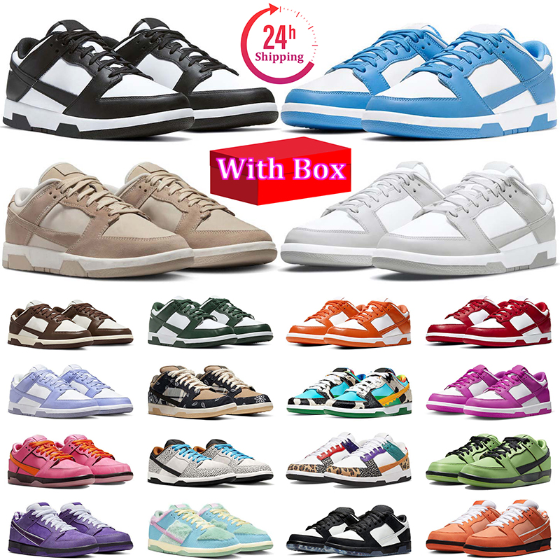 With Box Designer Men Women Running Shoes Panda White Black Grey Fog Triple Pink sneaker Medium Olive Green Apple Brown GAI outdoor Sports mens trainers