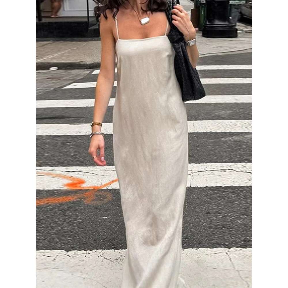 hoodie Baseball Jacket Fashion Solid En A-E Dress Women Suspender Backless Long Dresses Casual Thin Straps Female Vestidos 2025 New Holiday Style jack