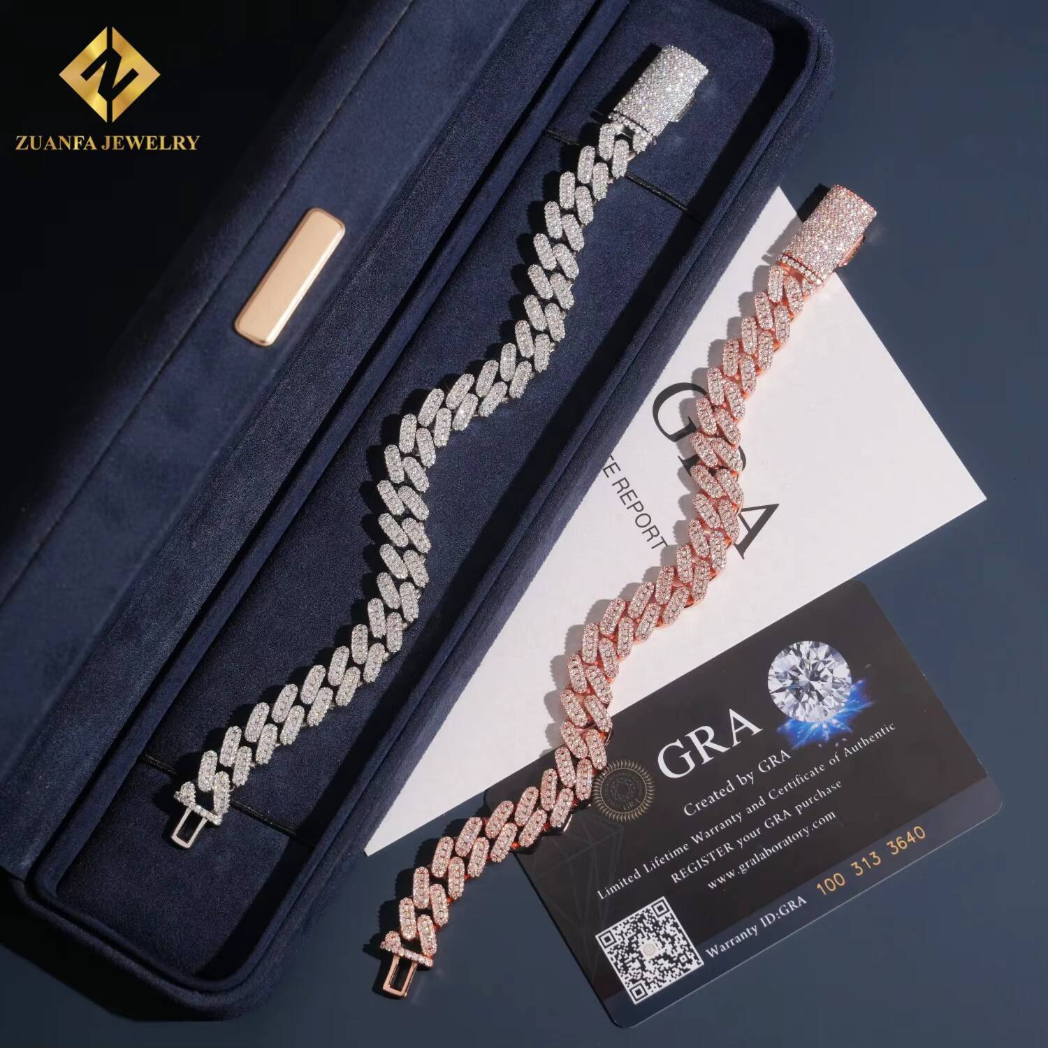 Wholesale Price Hip Hop Men Rose Gold Miami Necklace in 925 Silver 10mm Iced Out Moissanite Cuban Link Chain Rock Jewelry