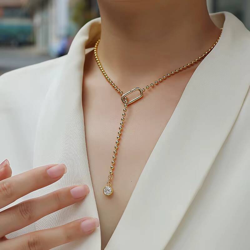 Bubble Moissanite Diamond Pendant Gold Plated Silver Necklace Women Fine Collarbone Chain Ajustable Moissanite Chocker Necklace