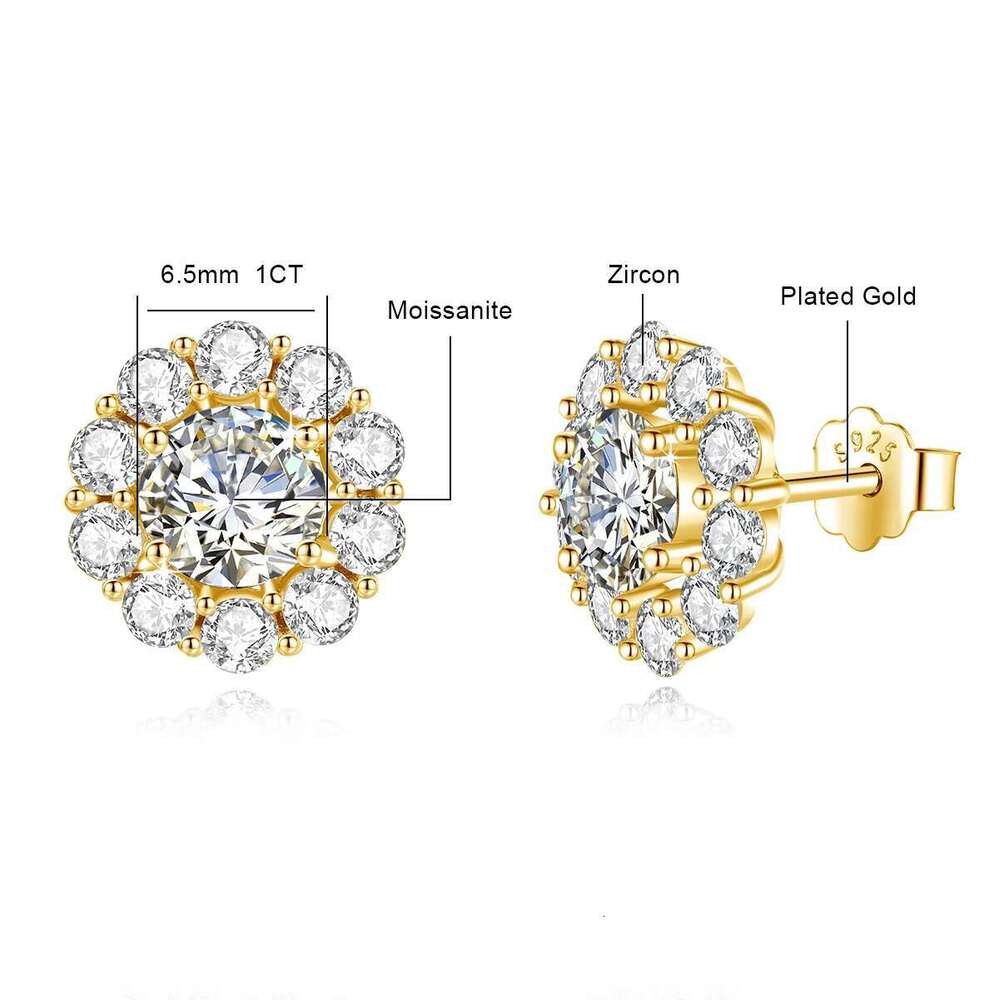 Szjinao 2 Carat Total Moissanite Dia With Certificate D Color VVS1 Charm wer Studs Earrings For Women Gift Trend