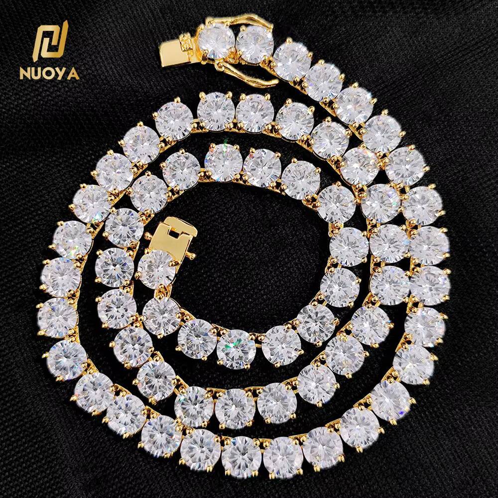 NUOYA Hip Hop 8mm CZ Tennis Chain Necklace 18K Gold Plated Brass Zirconia Necklace for Women Men Bling Jewelry Gift