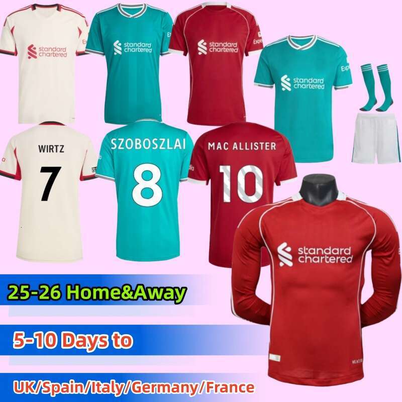 25 26 WIRTZ ISAK SALAH LFC Ekitike MAC ALLISTER Kerkez SZOBOSZLAI Long Sleeve Soccer Jersey Plays Goalkeeper LiveropoolFootball Shirt Kids Kits