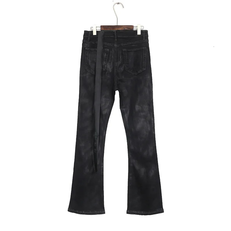 HKSH Dark Coated Jeans Mens Trendy Punk Street Micro Flash Spring Summer Fashion Denim Pants Brushed Wax HK21 250327