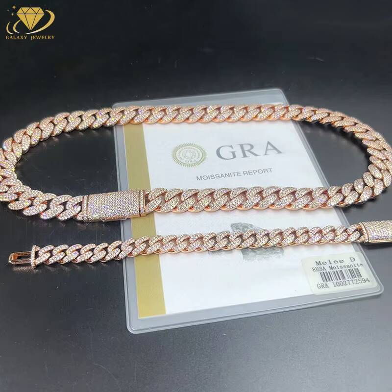 Hip Hop Jewelry 10mm 15mm D Color Moissanite Diamond 925 Sterling Silver Chain Miami Cuban Bracelet Necklace For Men