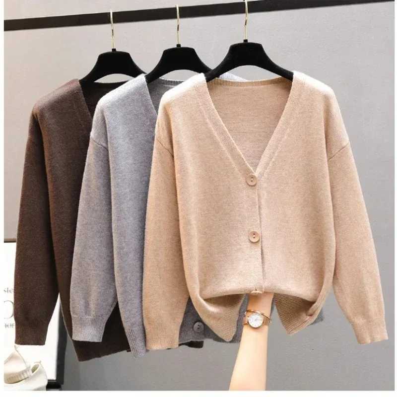 Autumn Fashion Sweater Jacket Korean Women Vneck Longsleeved Cardigan Sweater Elegant Singlebreasted Casual Womens KnitwearT251101