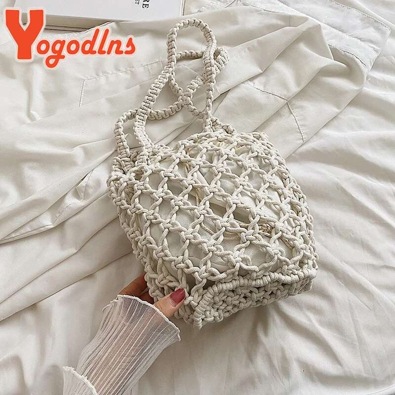 Drawstring Women's Bucket Summer Woven Shoulder Bags Purse Beach Handbag Straw Handbags Casual Crossbody Bag