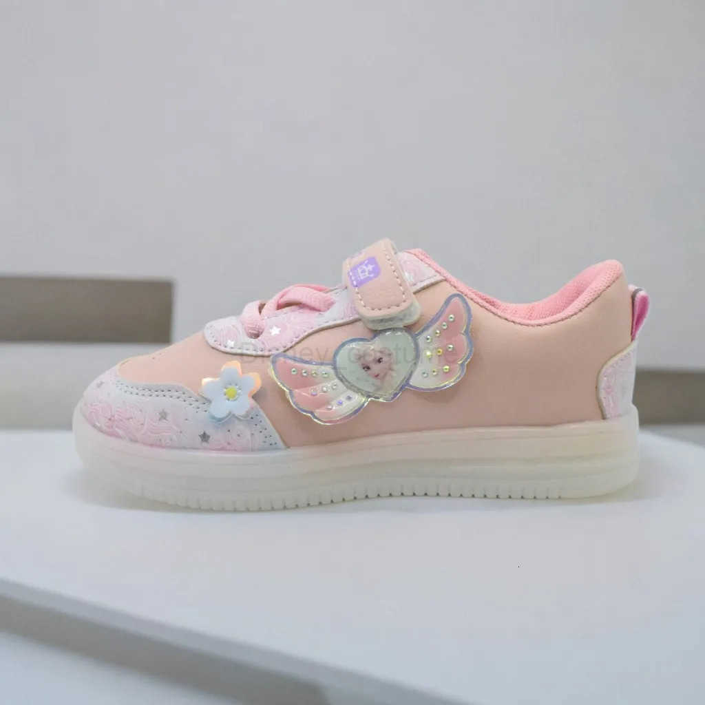 Disney LED Casual Pink Purple For Spring Girls Frozen Elsa Princess Print Outdoor Children Lighted Nonslip Shoes Size 2231 H251101