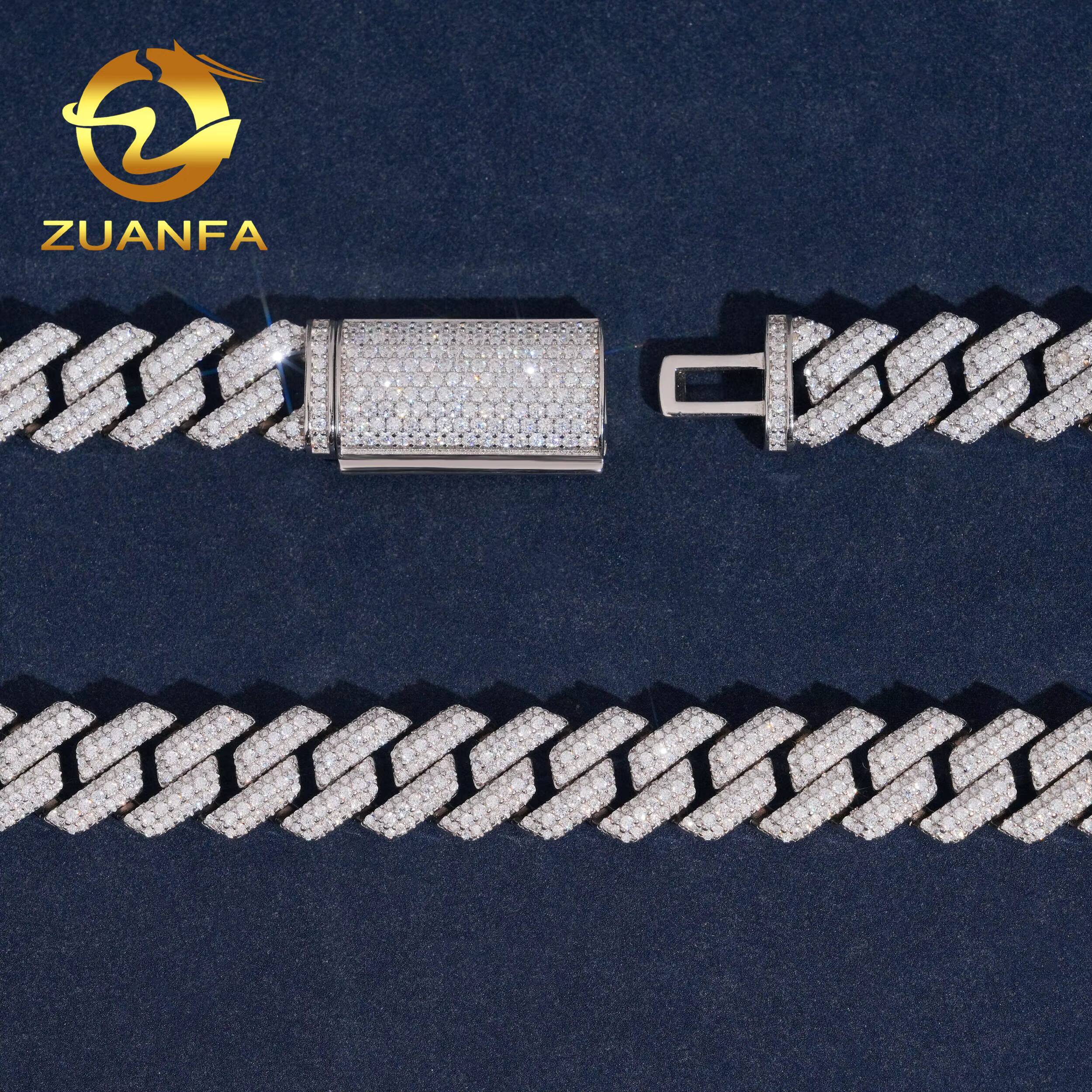 Pass Tester VVS Moissanite Lab Diamond Silver 925 Gold Plated Necklace Chain Hip Hop Iced Out Jewelry Cuban Link Bracelet Chain