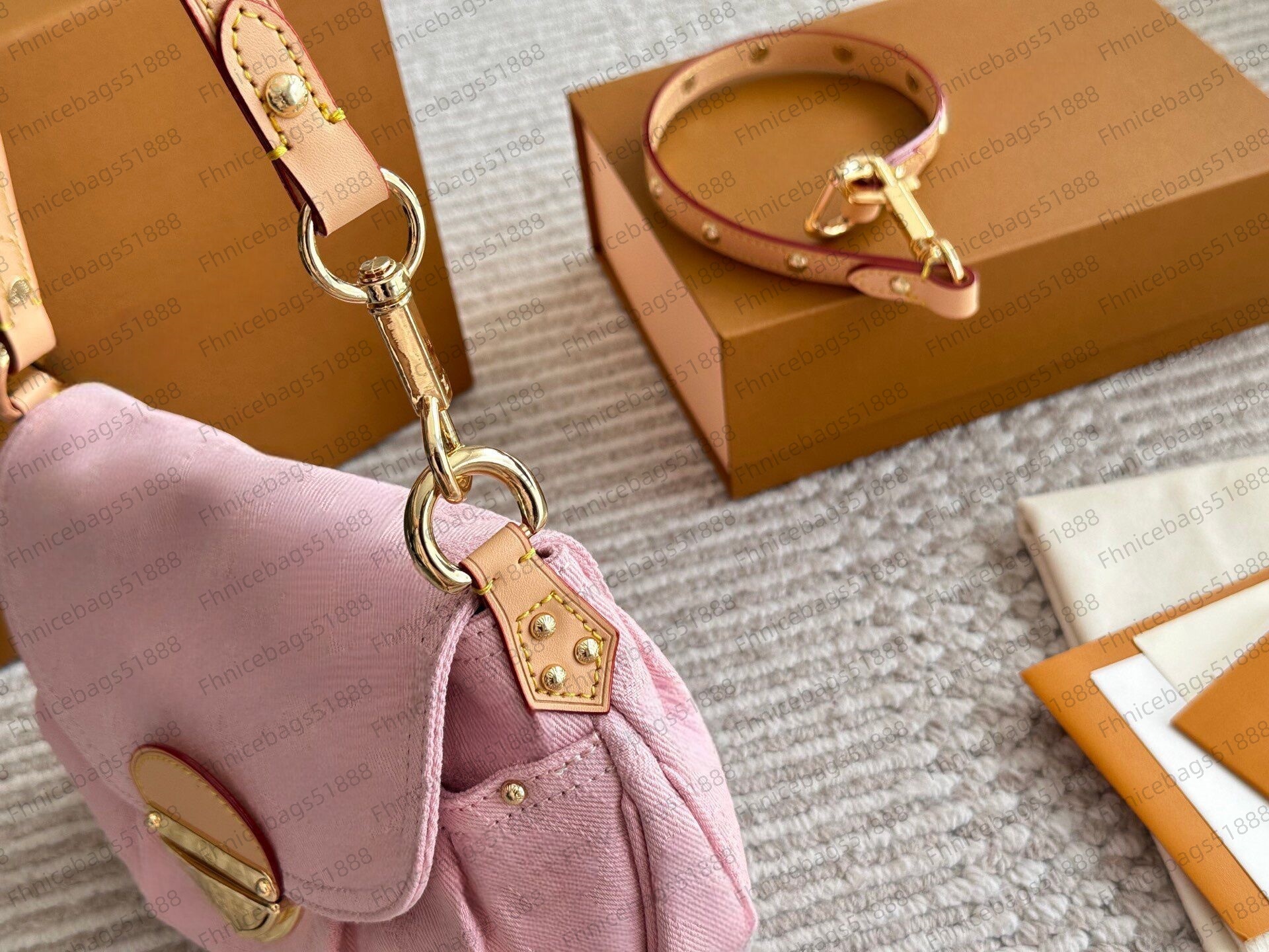 Newest Hobos Designer Women Crossbody bag Fashion Denim Pink Blue Leather Handbag Shoulder Bags Female Croissant Chain Top Quality Purses